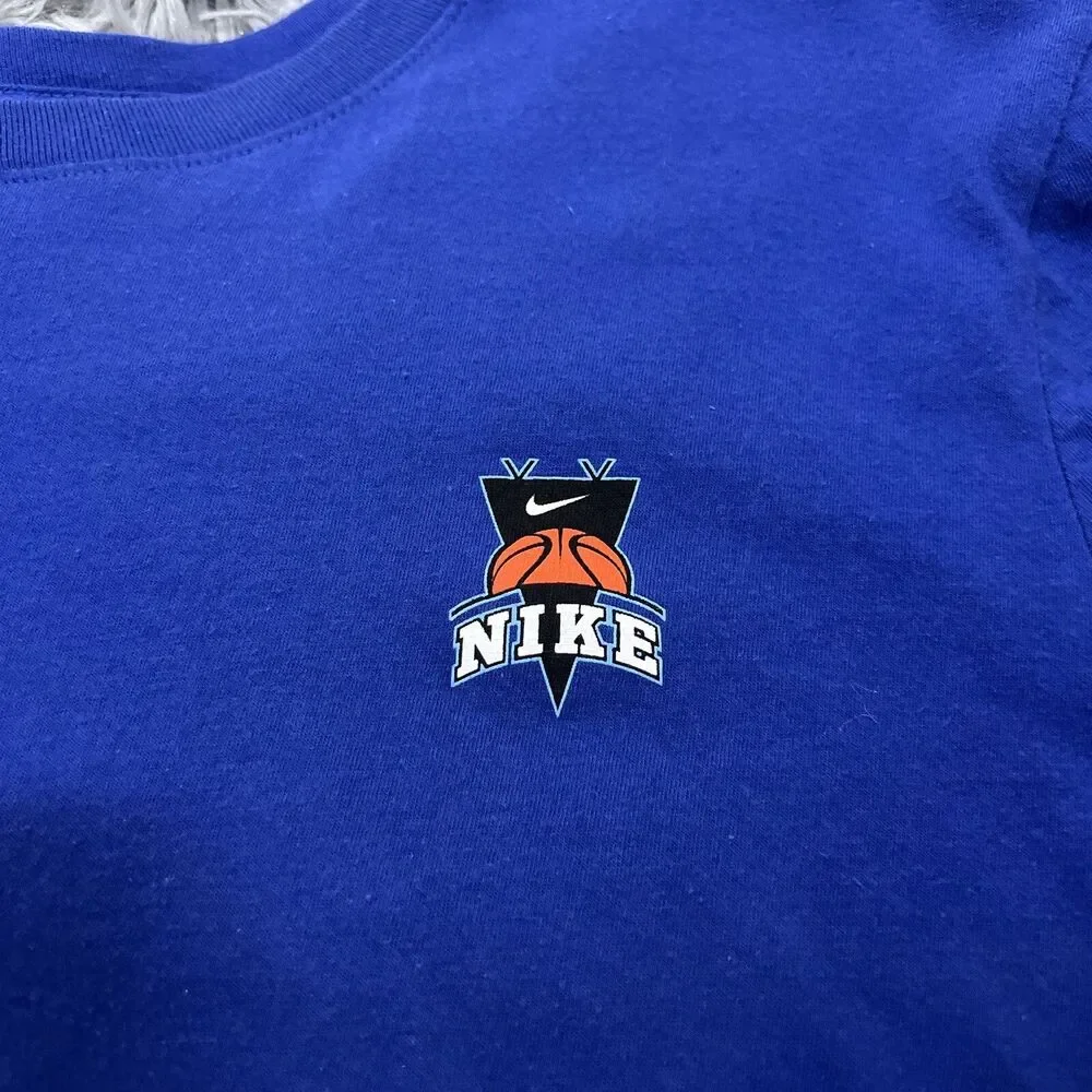 Nike Adult Shirt Medium Blue Orange Basketball Skull Skeleton Pullover Tee Mens